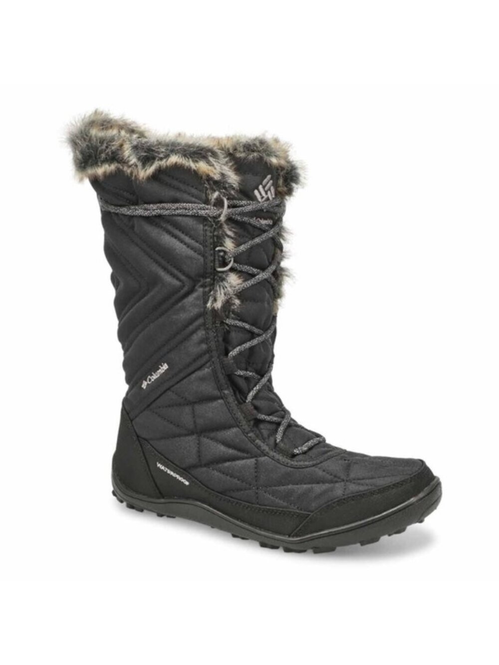 💠Columbia Minx Mid III Winter Boots Womens Size 6 Black Quilted Faux Fur Trim